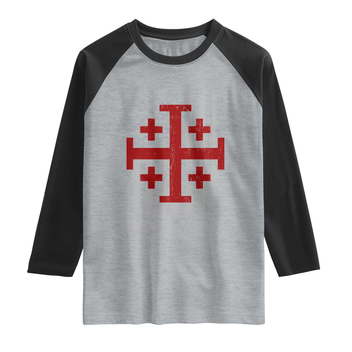 Catholic Knight Templar Crusader Cross Raglan Shirt Knight Templar Patriotic American Flag TS10 Heather Gray Black Print Your Wear