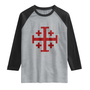 Catholic Knight Templar Crusader Cross Raglan Shirt Knight Templar Patriotic American Flag TS10 Heather Gray Black Print Your Wear