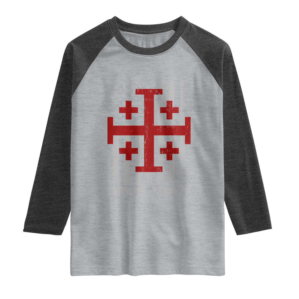 Catholic Knight Templar Crusader Cross Raglan Shirt Knight Templar Patriotic American Flag TS10 Heather Gray Heather Charcoal Print Your Wear