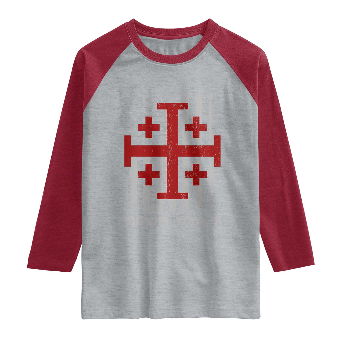 Catholic Knight Templar Crusader Cross Raglan Shirt Knight Templar Patriotic American Flag TS10 Heather Gray Heather Red Print Your Wear