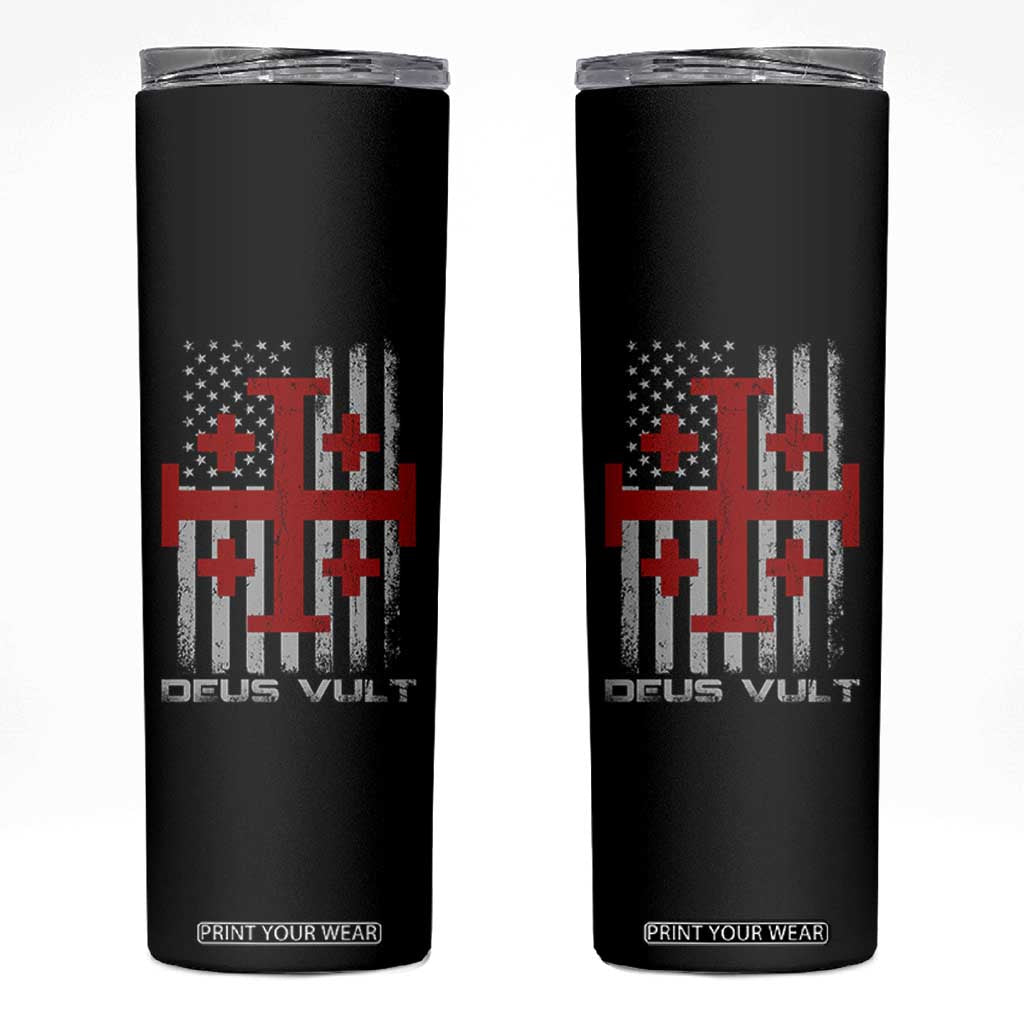 Catholic Knight Templar Crusader Cross Skinny Tumbler Knight Templar Patriotic American Flag TS10 Black Print Your Wear