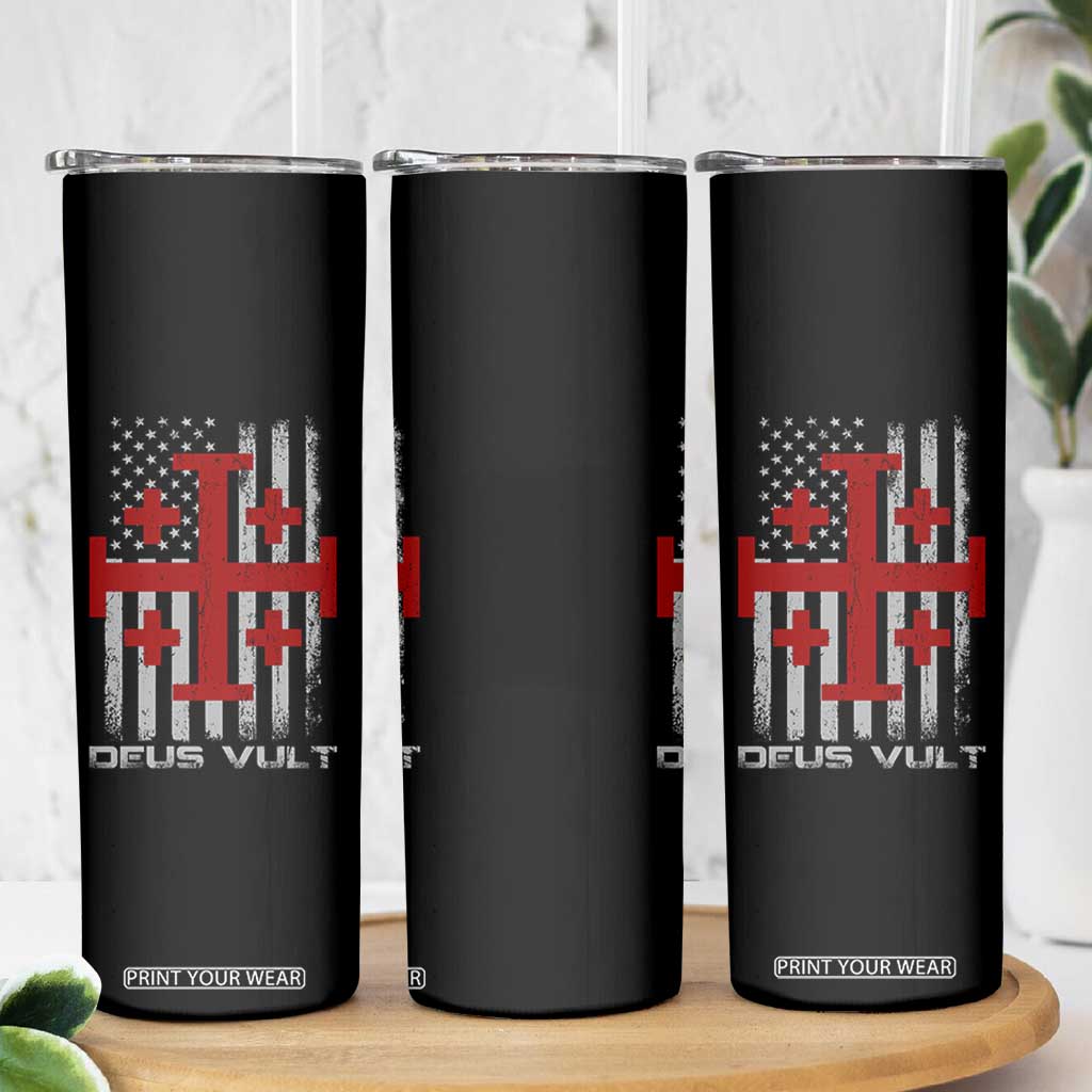 Catholic Knight Templar Crusader Cross Skinny Tumbler Knight Templar Patriotic American Flag TS10 Print Your Wear