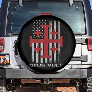 Catholic Knight Templar Crusader Cross Spare Tire Cover Knight Templar Patriotic American Flag TS10 No hole Black Print Your Wear