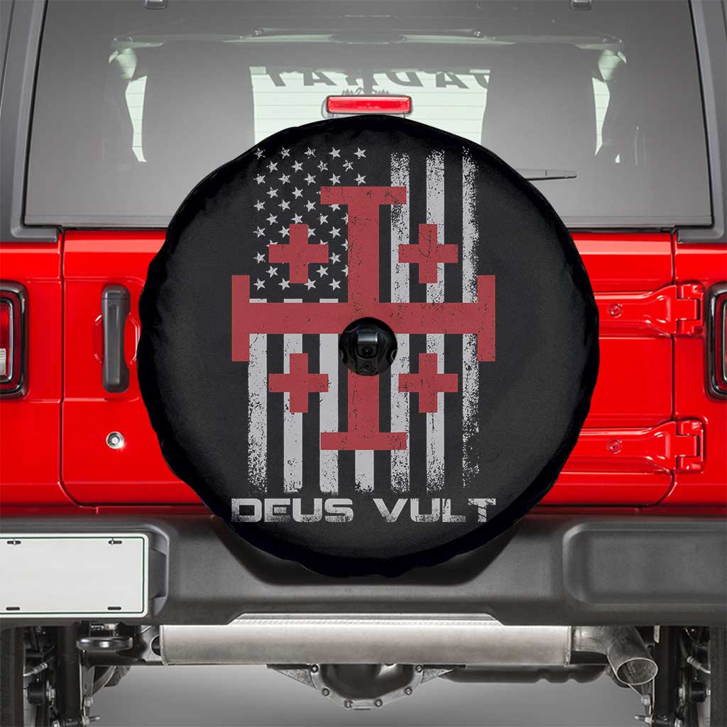 Catholic Knight Templar Crusader Cross Spare Tire Cover Knight Templar Patriotic American Flag TS10 Black Print Your Wear