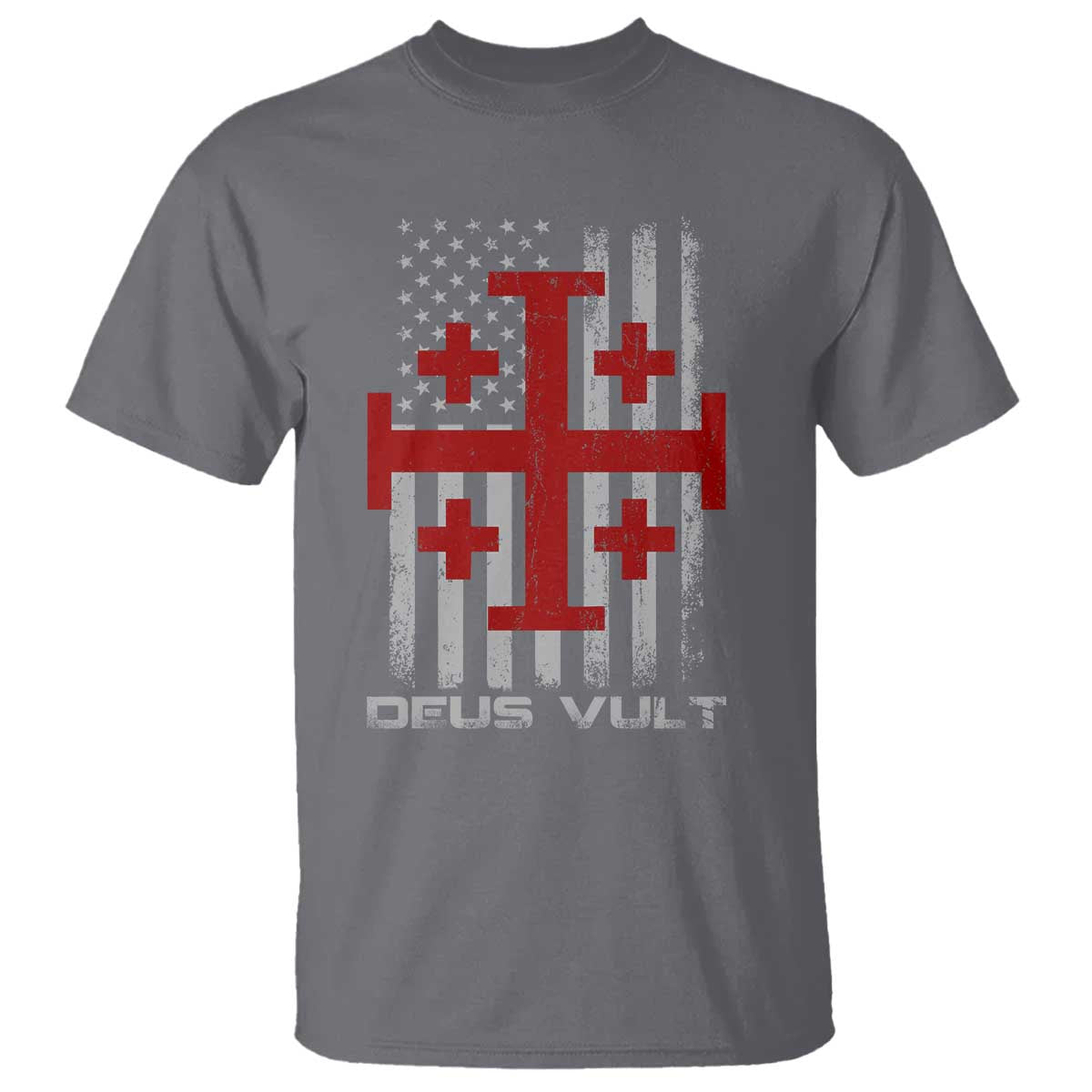 Catholic Knight Templar Crusader Cross T Shirt Knight Templar Patriotic American Flag TS10 Charcoal Print Your Wear