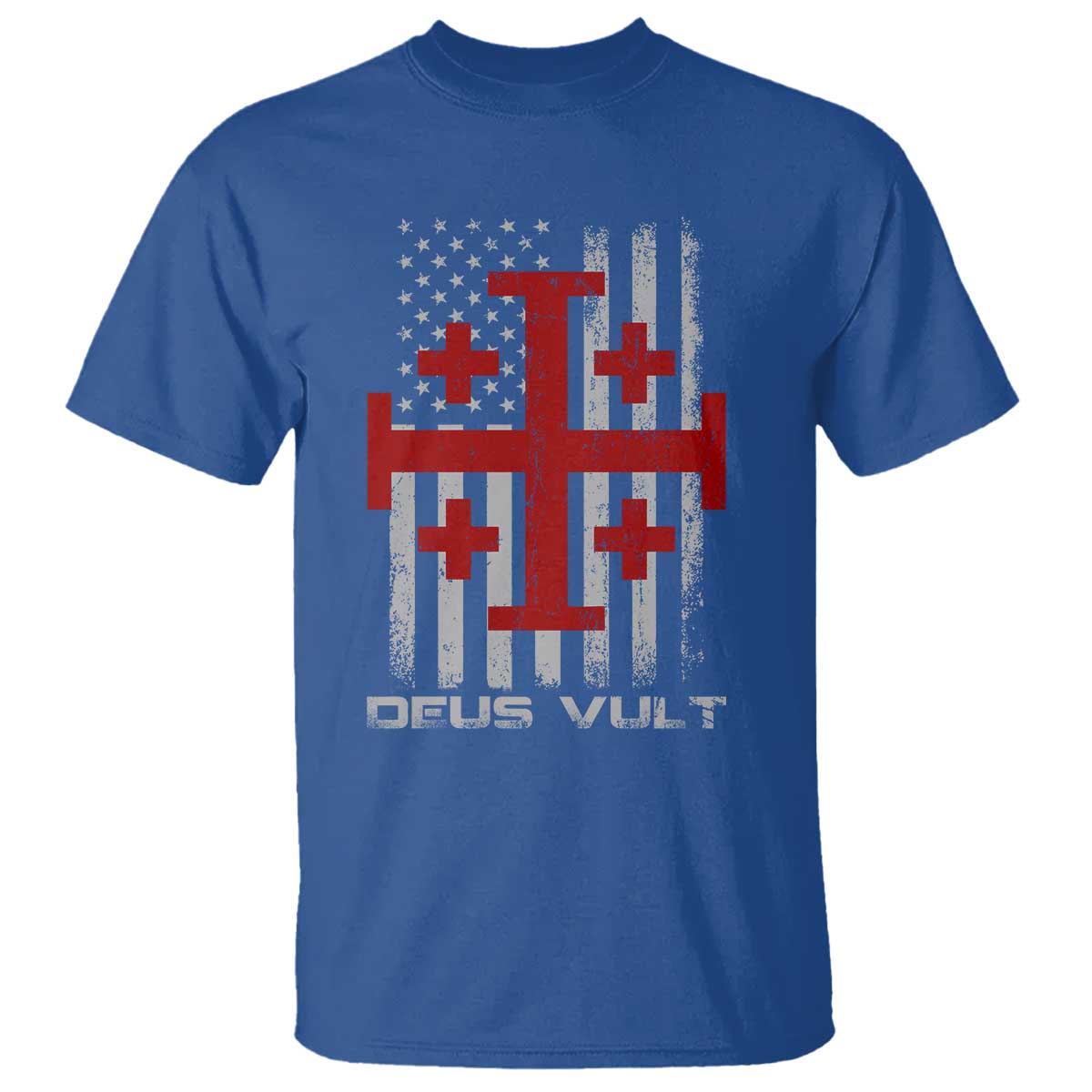 Catholic Knight Templar Crusader Cross T Shirt Knight Templar Patriotic American Flag TS10 Royal Blue Print Your Wear