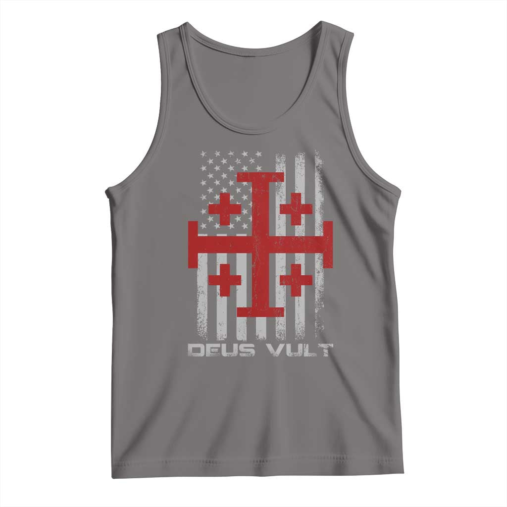 Catholic Knight Templar Crusader Cross Tank Top Knight Templar Patriotic American Flag TS10 Deep Heather Print Your Wear