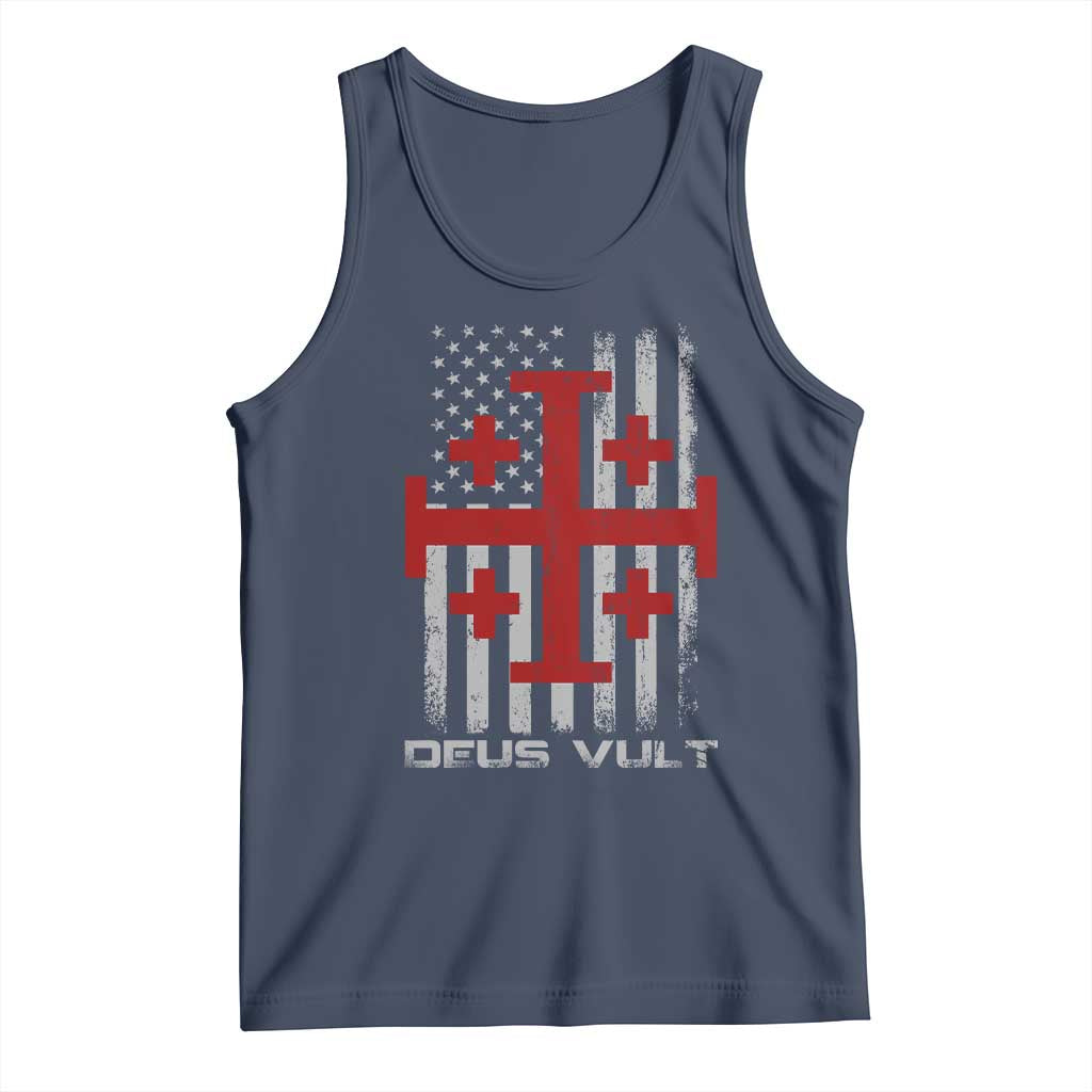 Catholic Knight Templar Crusader Cross Tank Top Knight Templar Patriotic American Flag TS10 Navy Print Your Wear
