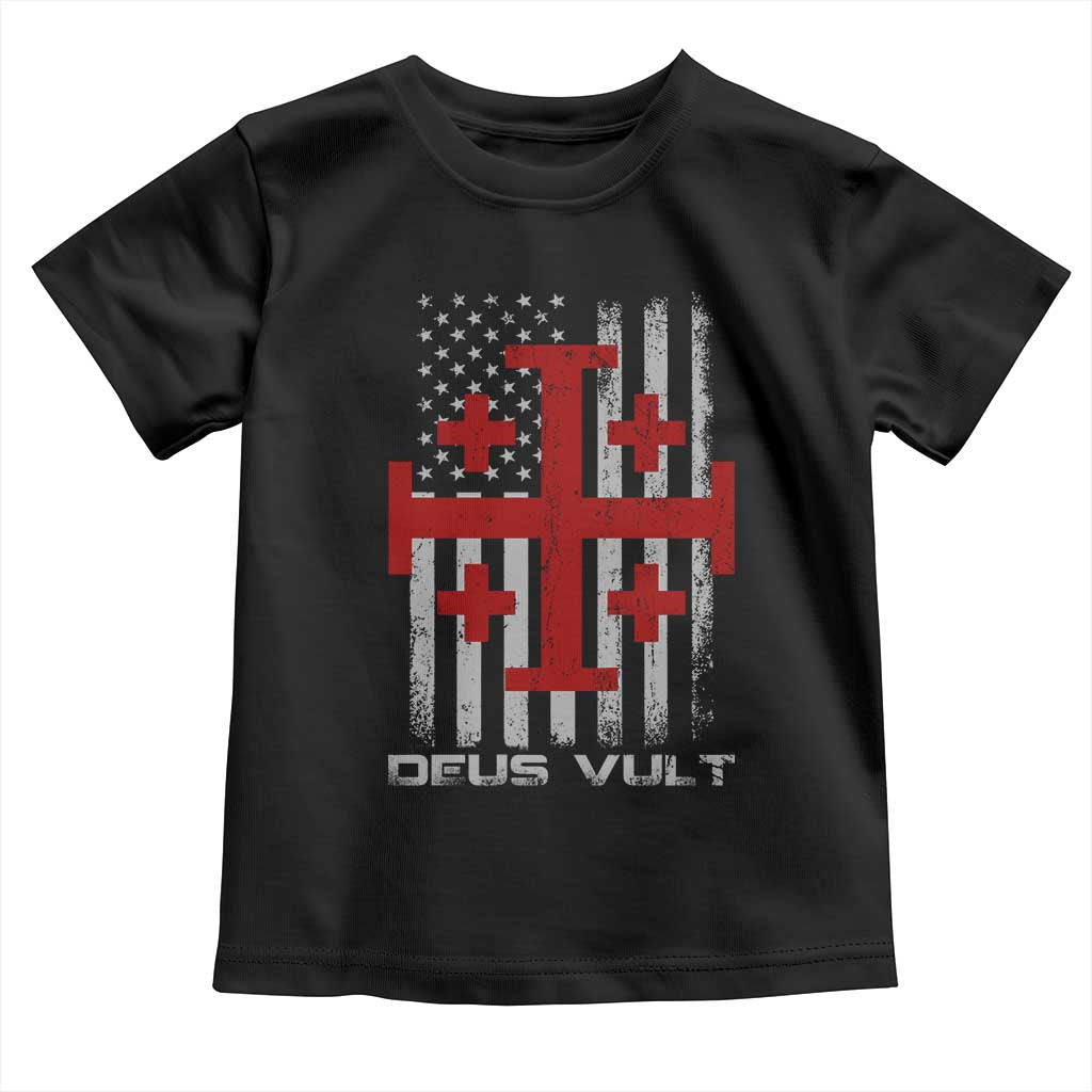 Catholic Knight Templar Crusader Cross Toddler T Shirt Knight Templar Patriotic American Flag TS10 Black Print Your Wear