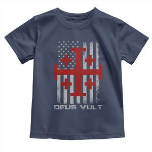 Catholic Knight Templar Crusader Cross Toddler T Shirt Knight Templar Patriotic American Flag TS10 Navy Print Your Wear