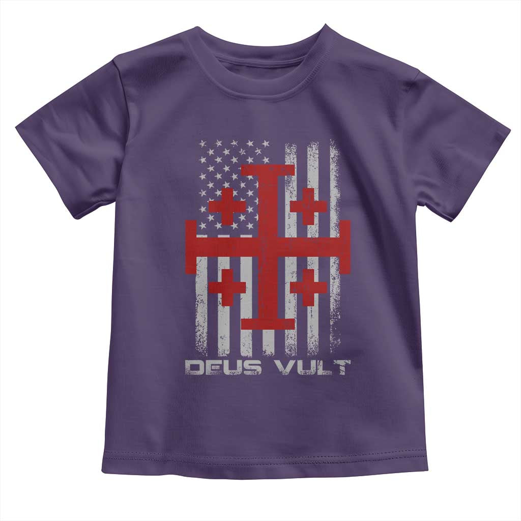 Catholic Knight Templar Crusader Cross Toddler T Shirt Knight Templar Patriotic American Flag TS10 Purple Print Your Wear