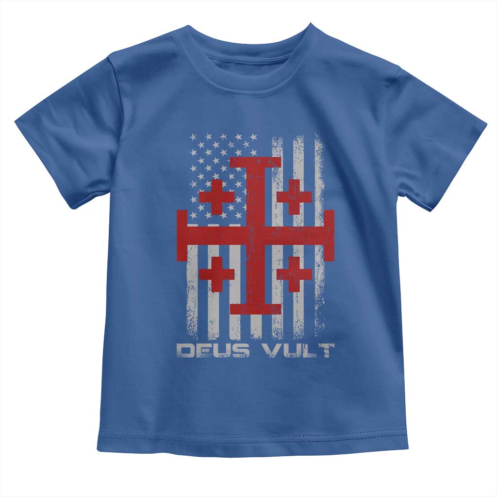 Catholic Knight Templar Crusader Cross Toddler T Shirt Knight Templar Patriotic American Flag TS10 Royal Blue Print Your Wear