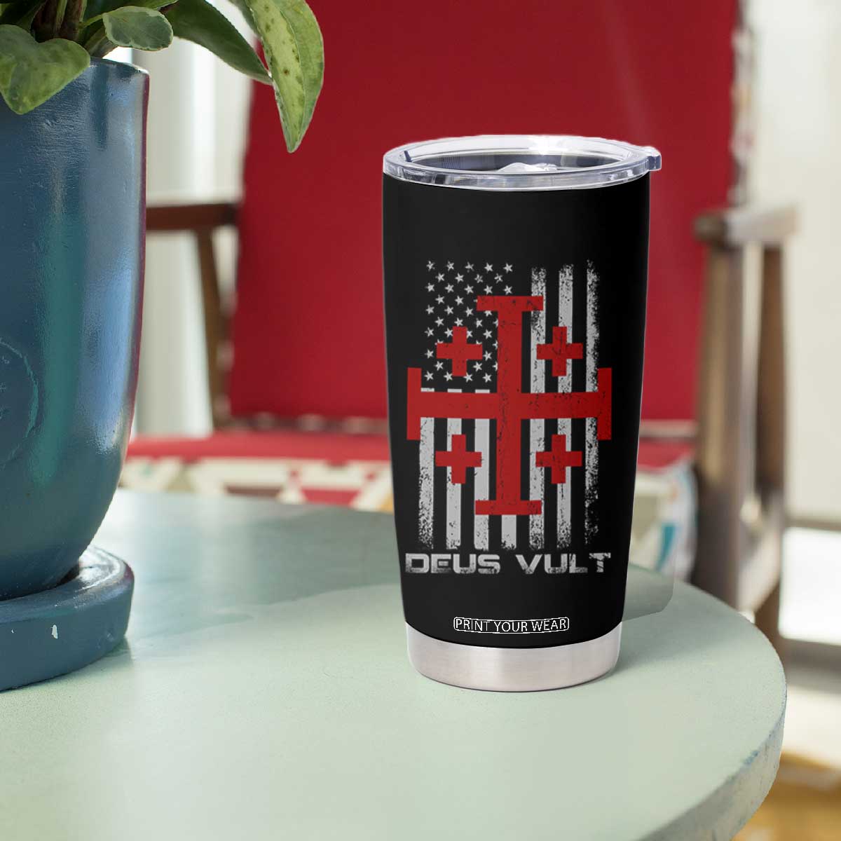 Catholic Knight Templar Crusader Cross Tumbler Cup Knight Templar Patriotic American Flag TS10 Print Your Wear