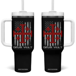 Catholic Knight Templar Crusader Cross Tumbler With Handle Knight Templar Patriotic American Flag TS10 One Size: 40 oz Black Print Your Wear
