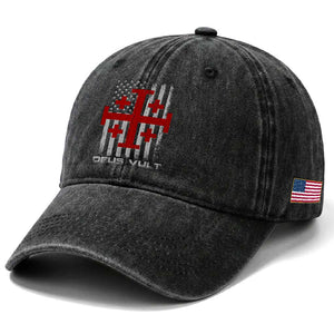 Catholic Knight Templar Crusader Cross Washed Cotton Baseball Cap Knight Templar Patriotic American Flag TS10 Print Your Wear