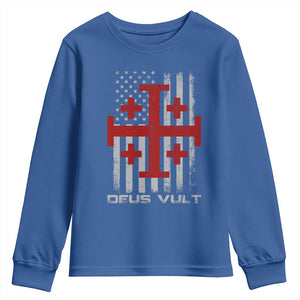 Catholic Knight Templar Crusader Cross Youth Sweatshirt Knight Templar Patriotic American Flag TS10 Royal Blue Print Your Wear