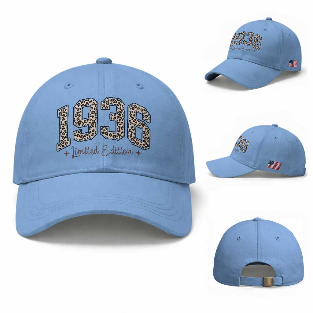 1936 Retro Birthday Baseball Cap 90 Year Old Leopard 90th Birthday Gifts For Women TS10 Baseball Cap Universal Fit Light Blue Print Your Wear