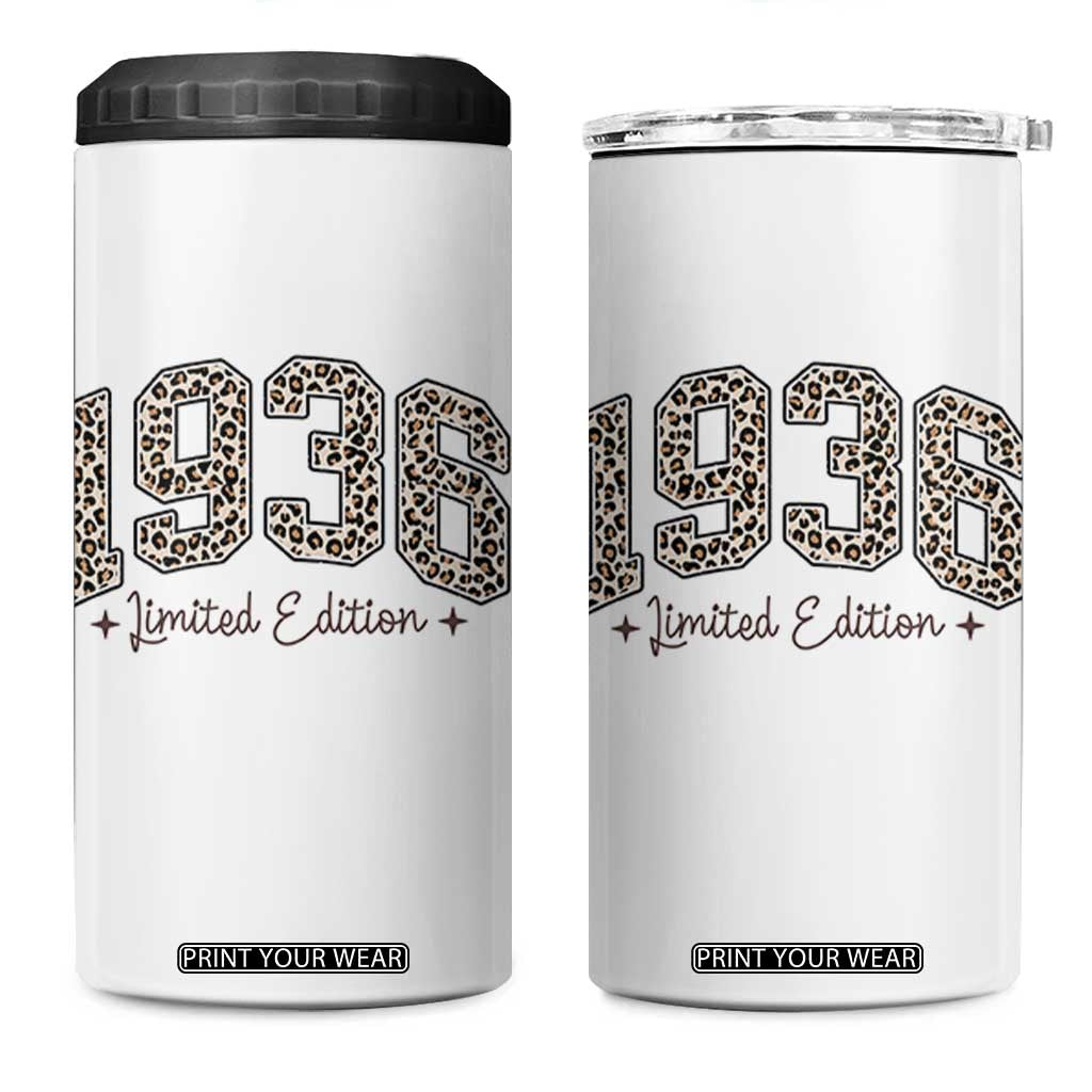 1936 Retro Birthday 4 in 1 Can Cooler Tumbler 90 Year Old Leopard 90th Birthday Gifts For Women TS10 One Size: 16 oz White Print Your Wear