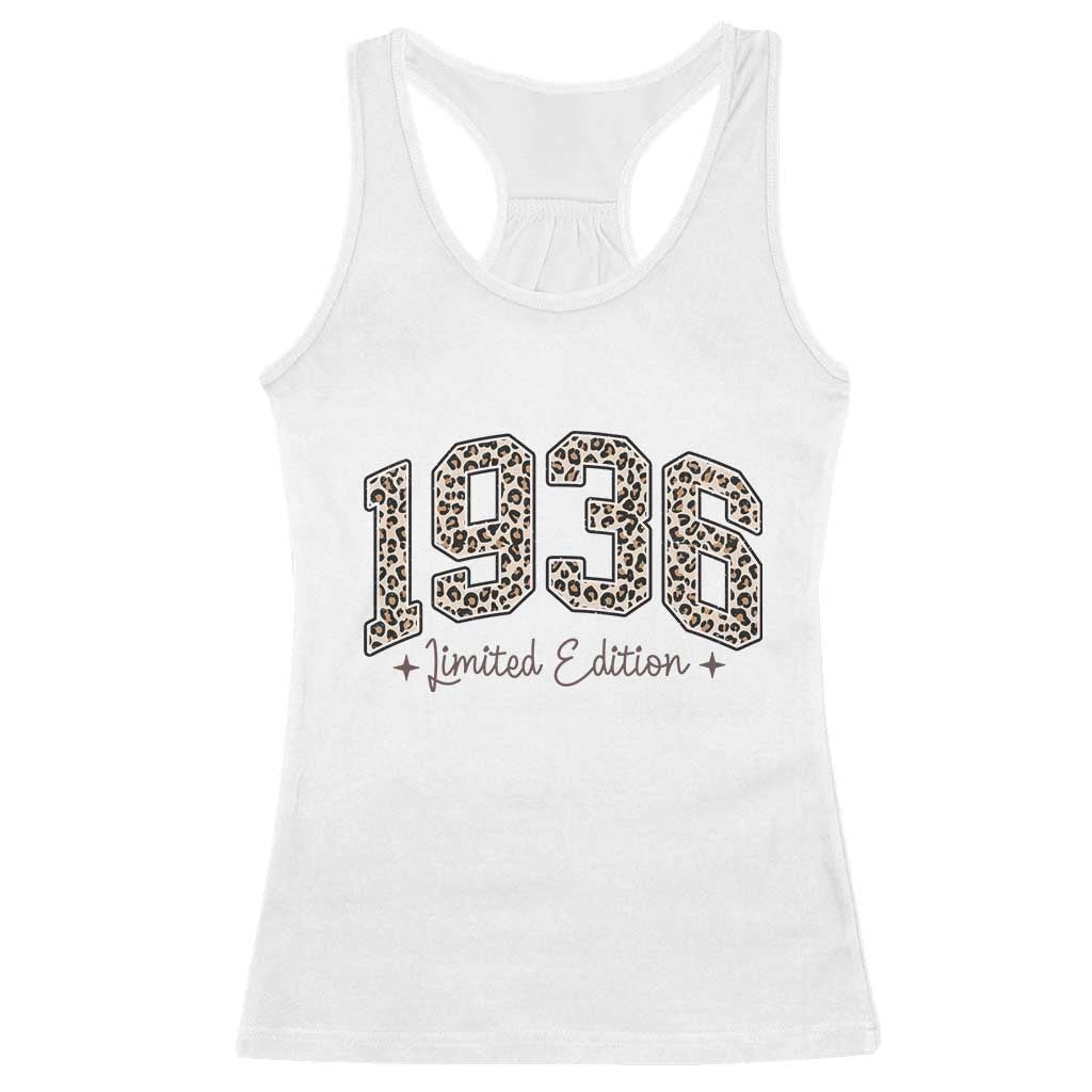 1936 Retro Birthday Racerback Tank Top 90 Year Old Leopard 90th Birthday Gifts For Women TS10 White Print Your Wear
