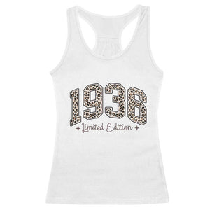 1936 Retro Birthday Racerback Tank Top 90 Year Old Leopard 90th Birthday Gifts For Women TS10 White Print Your Wear