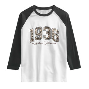 1936 Retro Birthday Raglan Shirt 90 Year Old Leopard 90th Birthday Gifts For Women TS10 White Black Print Your Wear