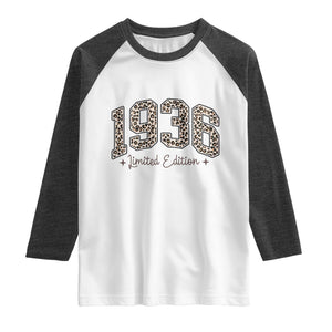 1936 Retro Birthday Raglan Shirt 90 Year Old Leopard 90th Birthday Gifts For Women TS10 White Heather Charcoal Print Your Wear