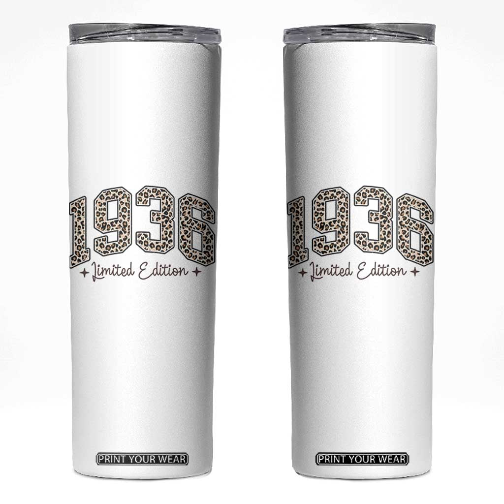 1936 Retro Birthday Skinny Tumbler 90 Year Old Leopard 90th Birthday Gifts For Women TS10 White Print Your Wear