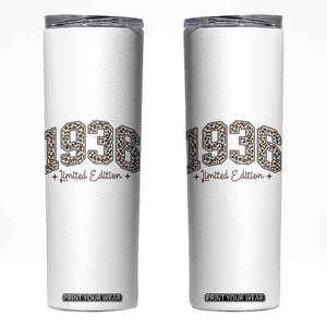 1936 Retro Birthday Skinny Tumbler 90 Year Old Leopard 90th Birthday Gifts For Women TS10 White Print Your Wear