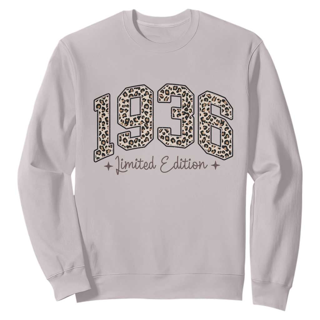 1936 Retro Birthday Sweatshirt 90 Year Old Leopard 90th Birthday Gifts For Women TS10 Ice Gray Print Your Wear