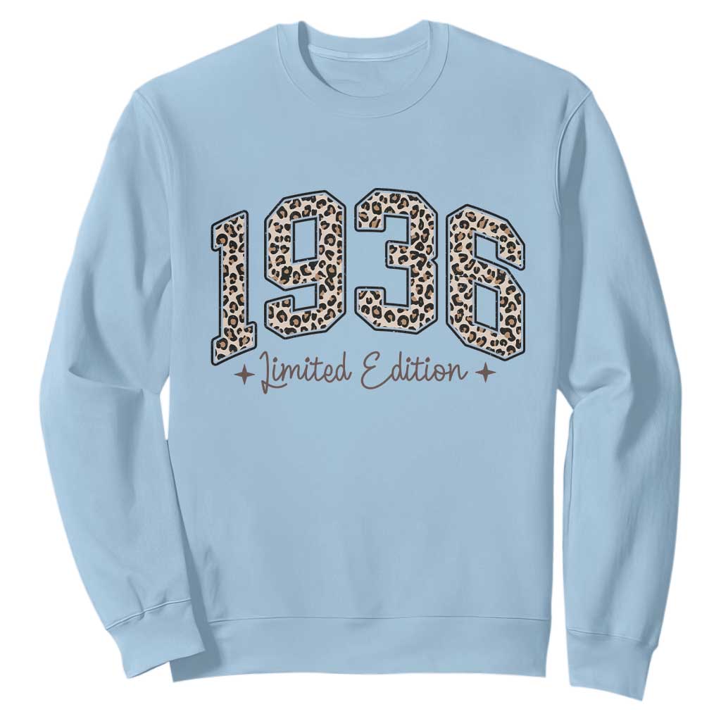 1936 Retro Birthday Sweatshirt 90 Year Old Leopard 90th Birthday Gifts For Women TS10 Light Blue Print Your Wear