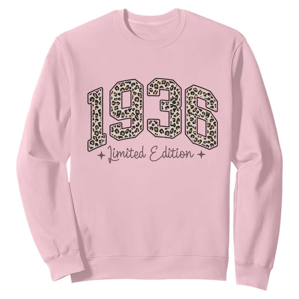 1936 Retro Birthday Sweatshirt 90 Year Old Leopard 90th Birthday Gifts For Women TS10 Light Pink Print Your Wear