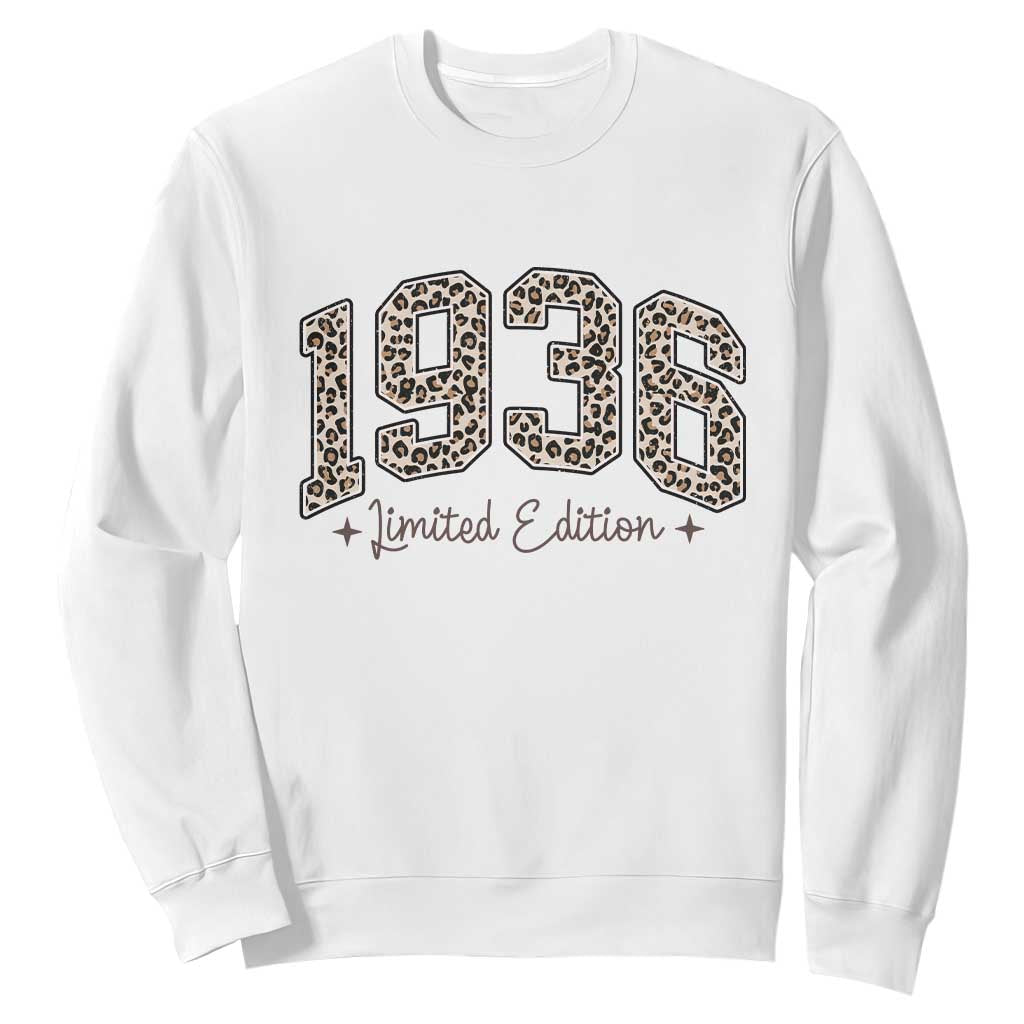 1936 Retro Birthday Sweatshirt 90 Year Old Leopard 90th Birthday Gifts For Women TS10 White Print Your Wear