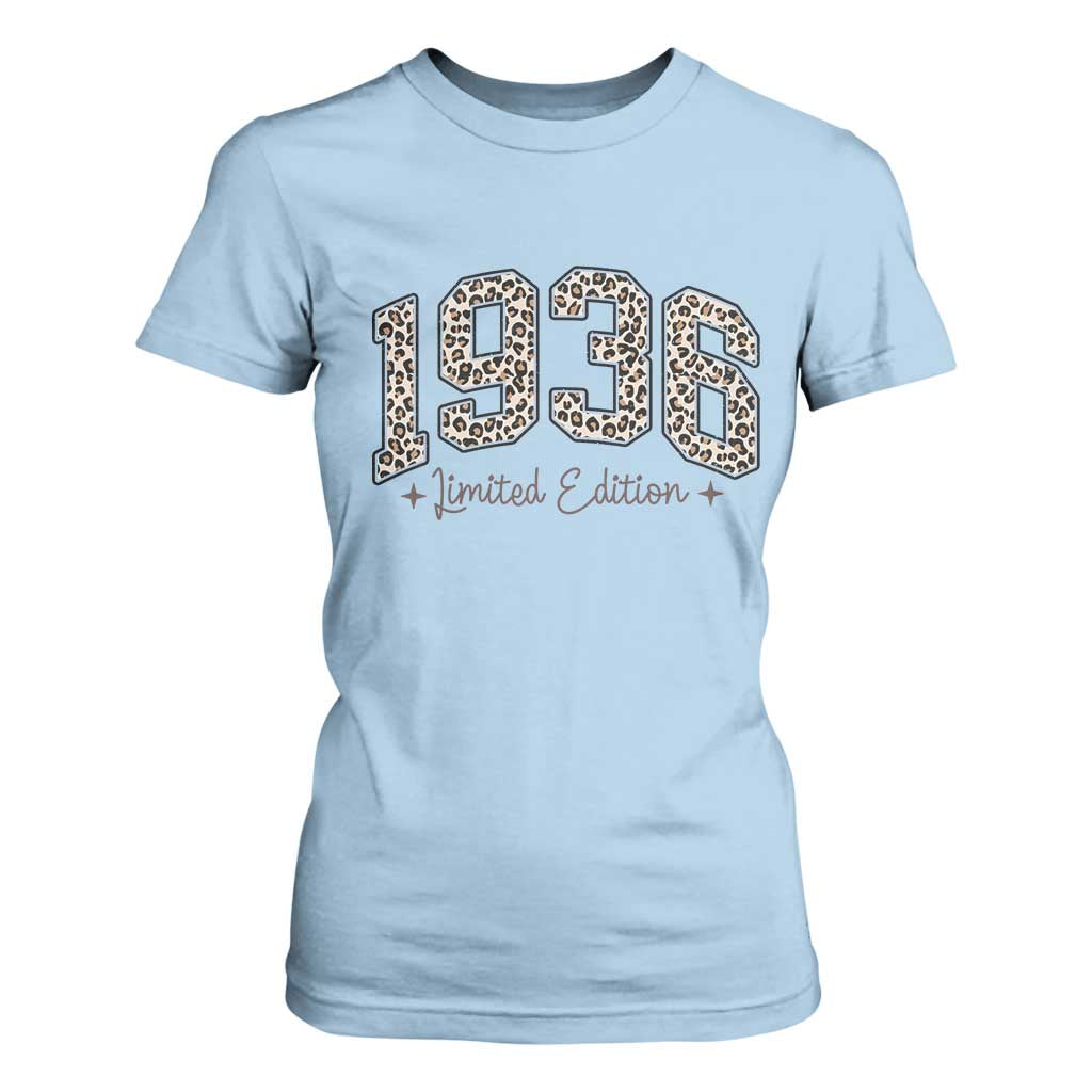 1936 Retro Birthday T Shirt For Women 90 Year Old Leopard 90th Birthday Gifts For Women TS10 Light Blue Print Your Wear