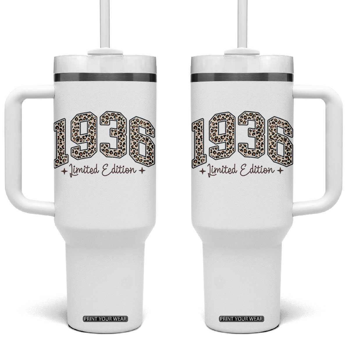 1936 Retro Birthday Tumbler With Handle 90 Year Old Leopard 90th Birthday Gifts For Women TS10 One Size: 40 oz White Print Your Wear