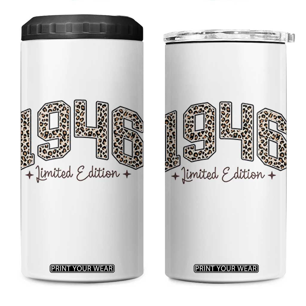 1946 Retro Birthday 4 in 1 Can Cooler Tumbler 80 Year Old Leopard 80th Birthday Gifts For Women TS10 One Size: 16 oz White Print Your Wear