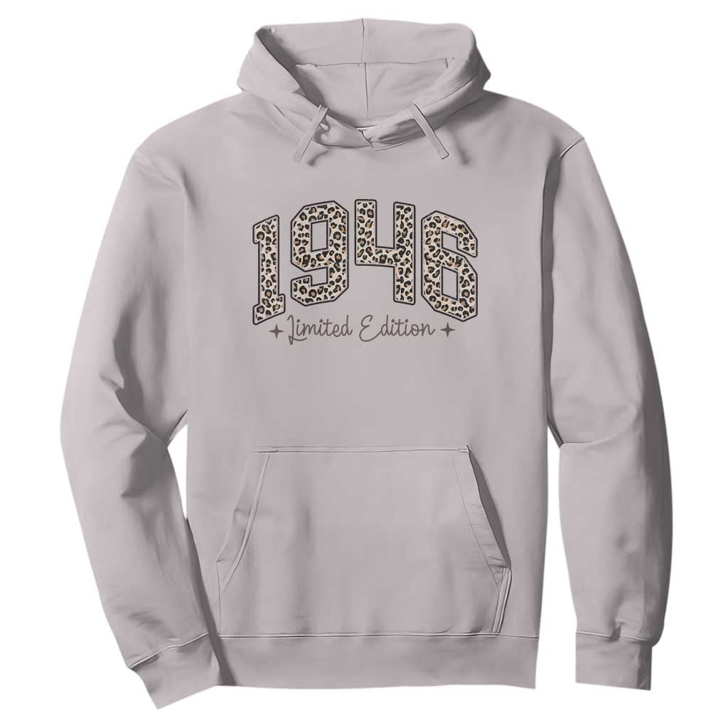 1946 Retro Birthday Hoodie 80 Year Old Leopard 80th Birthday Gifts For Women TS10 Ice Gray Print Your Wear