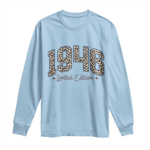 1946 Retro Birthday Long Sleeve Shirt 80 Year Old Leopard 80th Birthday Gifts For Women TS10 Light Blue Print Your Wear