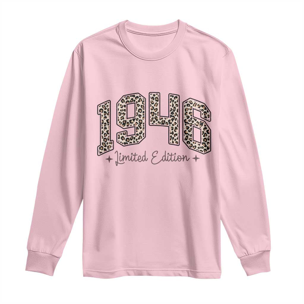 1946 Retro Birthday Long Sleeve Shirt 80 Year Old Leopard 80th Birthday Gifts For Women TS10 Light Pink Print Your Wear