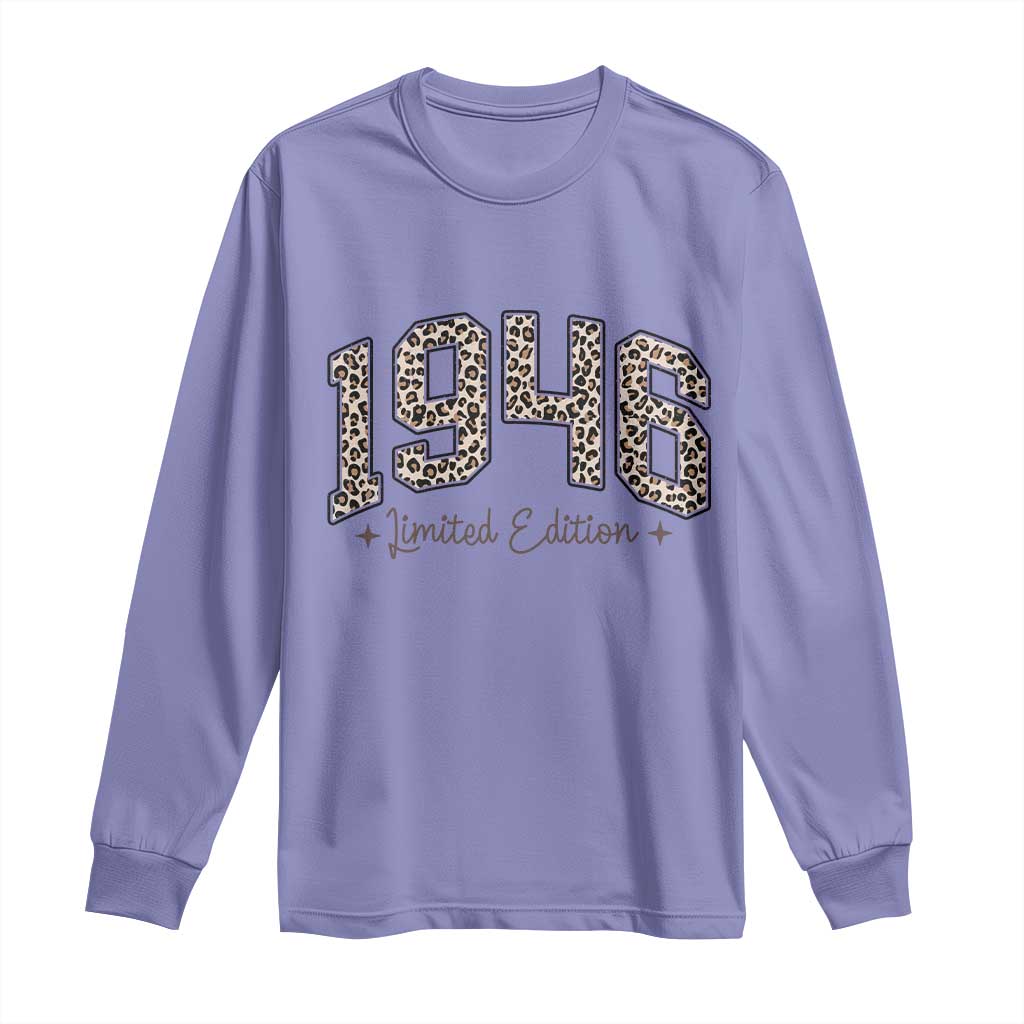 1946 Retro Birthday Long Sleeve Shirt 80 Year Old Leopard 80th Birthday Gifts For Women TS10 Violet Print Your Wear