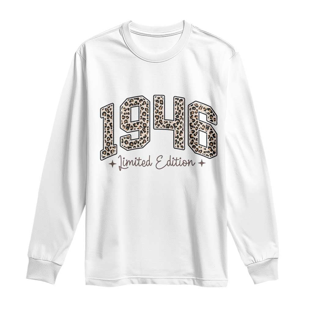 1946 Retro Birthday Long Sleeve Shirt 80 Year Old Leopard 80th Birthday Gifts For Women TS10 White Print Your Wear