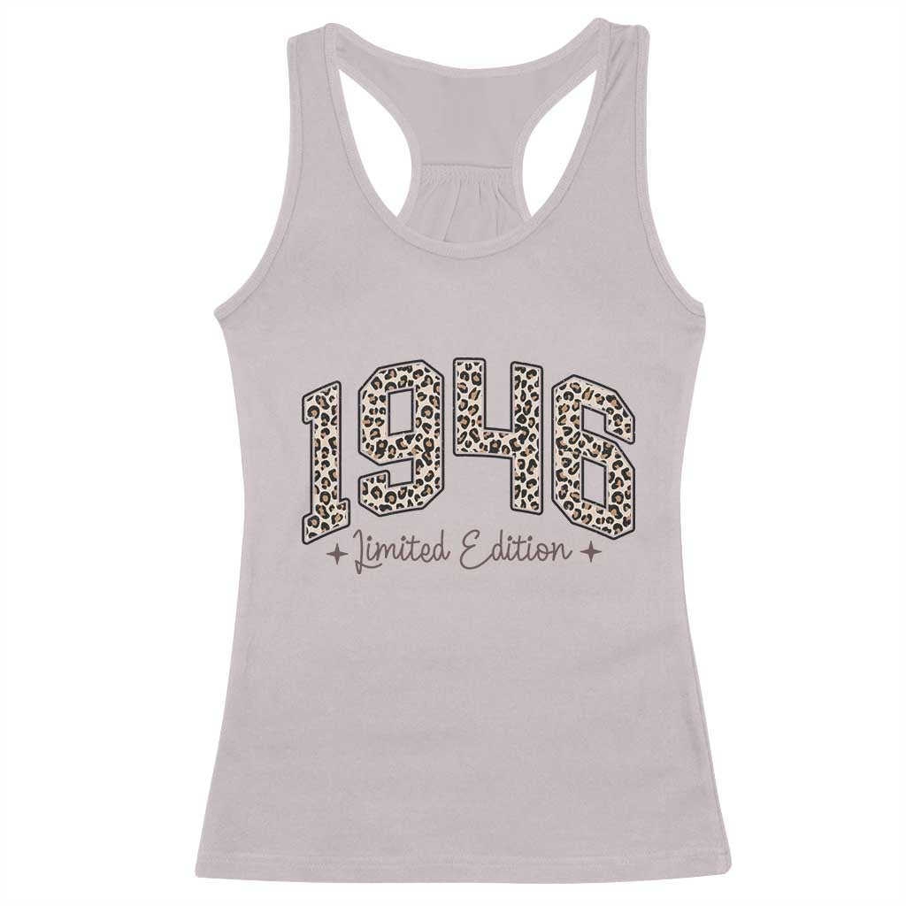 1946 Retro Birthday Racerback Tank Top 80 Year Old Leopard 80th Birthday Gifts For Women TS10 Ice Gray Print Your Wear
