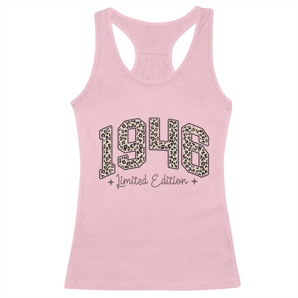 1946 Retro Birthday Racerback Tank Top 80 Year Old Leopard 80th Birthday Gifts For Women TS10 Light Pink Print Your Wear
