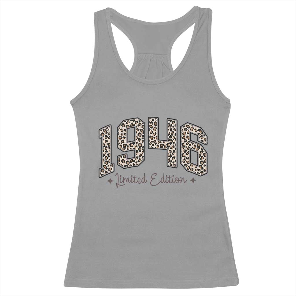 1946 Retro Birthday Racerback Tank Top 80 Year Old Leopard 80th Birthday Gifts For Women TS10 Sport Gray Print Your Wear