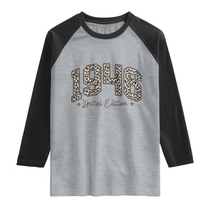1946 Retro Birthday Raglan Shirt 80 Year Old Leopard 80th Birthday Gifts For Women TS10 Heather Gray Black Print Your Wear