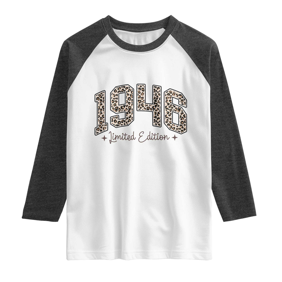 1946 Retro Birthday Raglan Shirt 80 Year Old Leopard 80th Birthday Gifts For Women TS10 White Heather Charcoal Print Your Wear