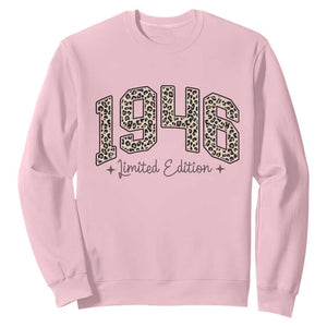 1946 Retro Birthday Sweatshirt 80 Year Old Leopard 80th Birthday Gifts For Women TS10 Light Pink Print Your Wear