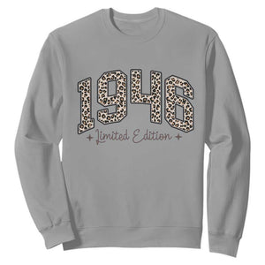 1946 Retro Birthday Sweatshirt 80 Year Old Leopard 80th Birthday Gifts For Women TS10 Sport Gray Print Your Wear