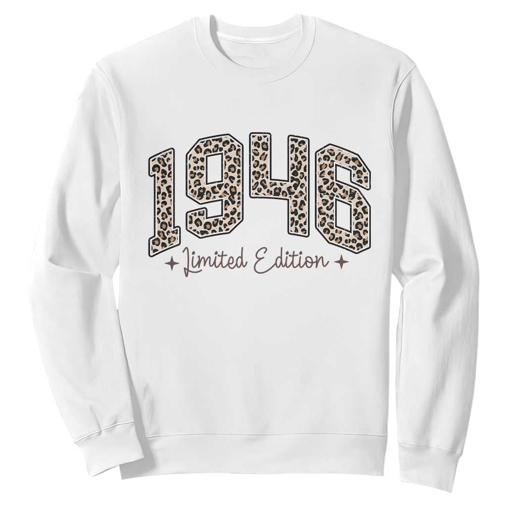 1946 Retro Birthday Sweatshirt 80 Year Old Leopard 80th Birthday Gifts For Women TS10 White Print Your Wear