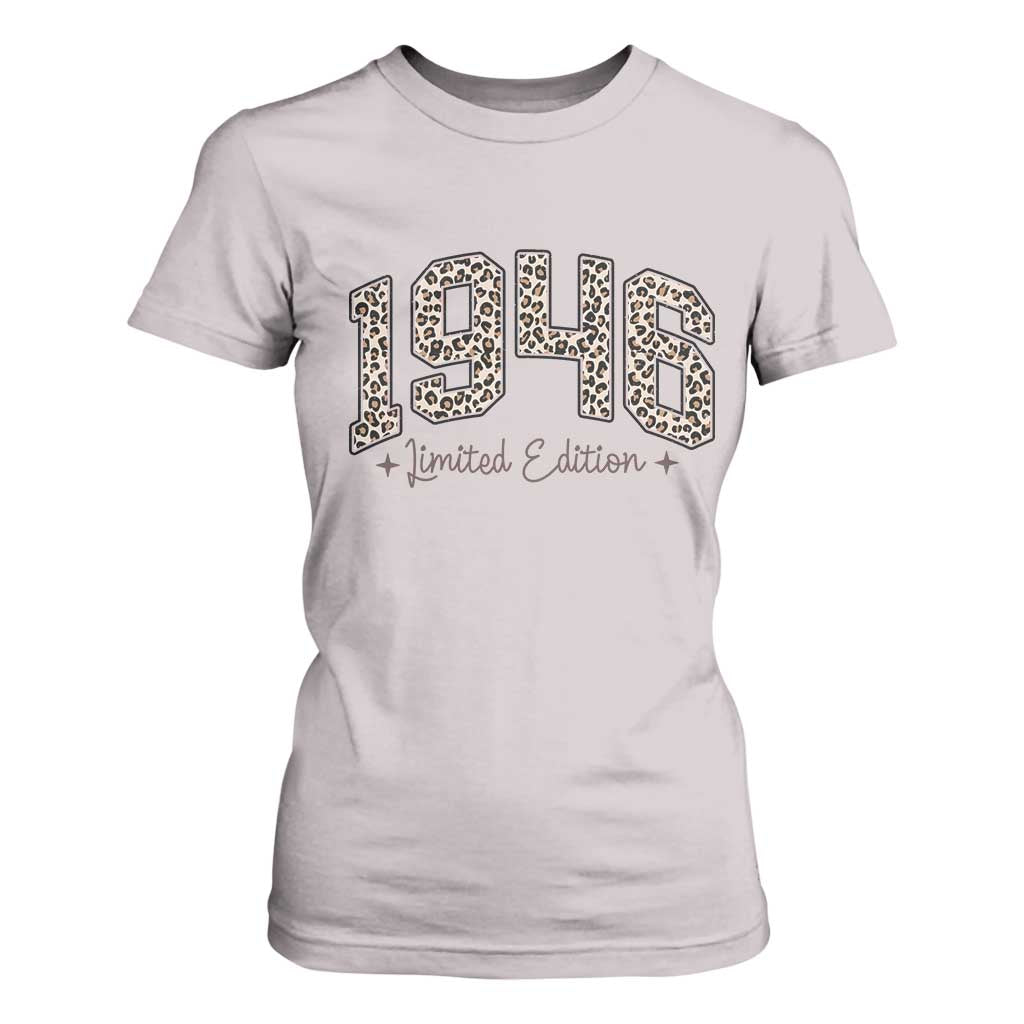 1946 Retro Birthday T Shirt For Women 80 Year Old Leopard 80th Birthday Gifts For Women TS10 Ice Gray Print Your Wear