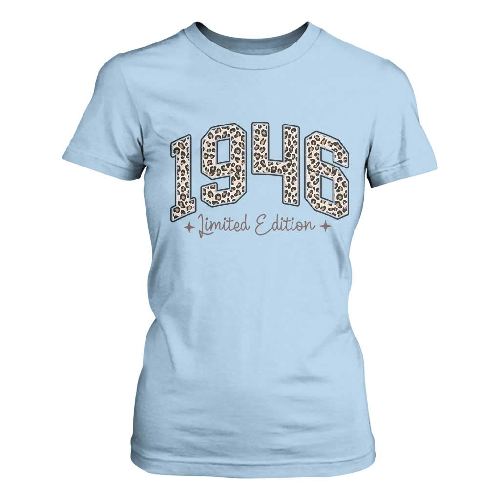 1946 Retro Birthday T Shirt For Women 80 Year Old Leopard 80th Birthday Gifts For Women TS10 Light Blue Print Your Wear